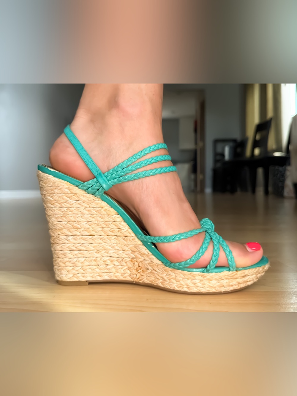 Jessica Simpson - Turquoise Braided Espadrille Wedge Sandals